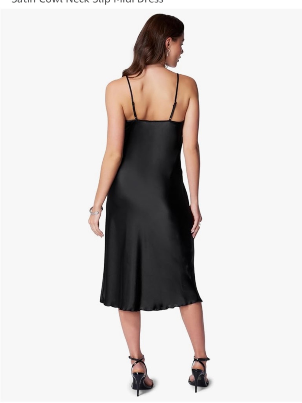 BEBE black SATIN COWL NECK‎ SLIP MIDI DRESS - Picture 4 of 11